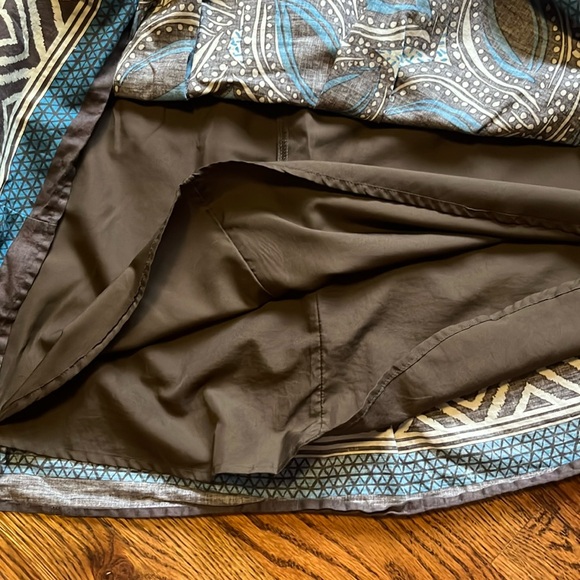 EUC St Johns Bay Midi Skirt Lined Blue Brown 12 - Picture 4 of 4